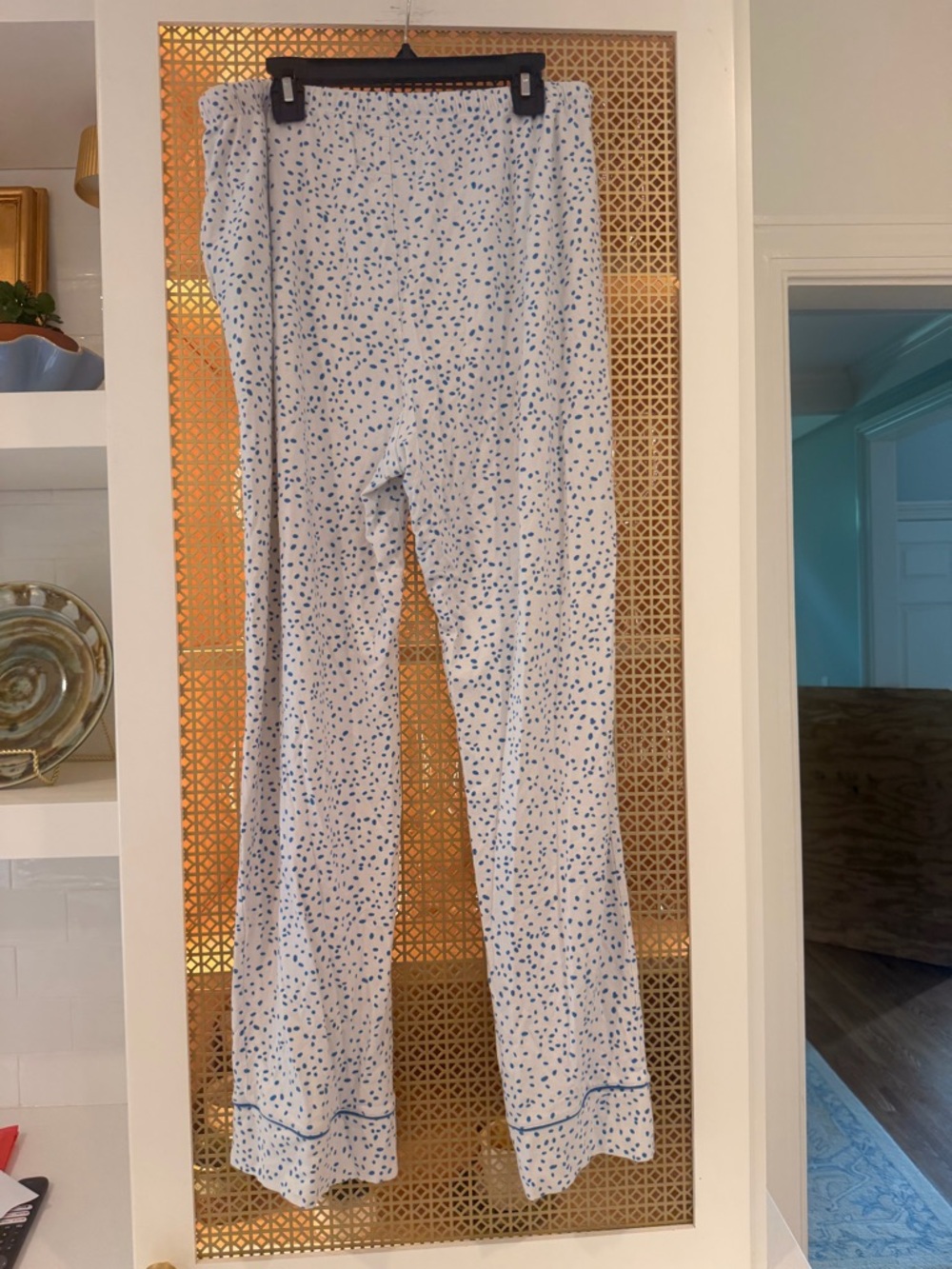 The Cat's Pajamas Blue Speckle Button-Up Pajama Top and pants! VGUC! Pima cotton - Picture 7 of 7